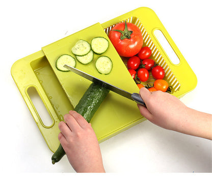 Over-the-Sink Cutting Board with Built-In Colander