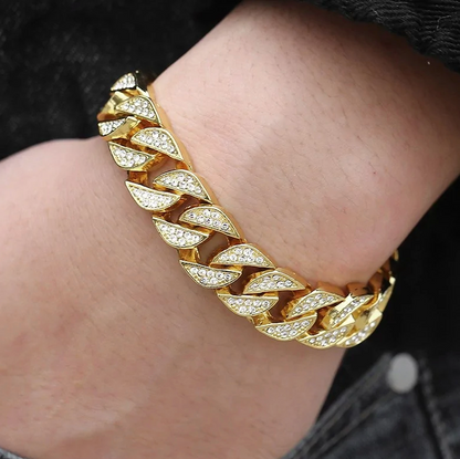 Miami Curb Cuban Chain Bracelet For Men Gold